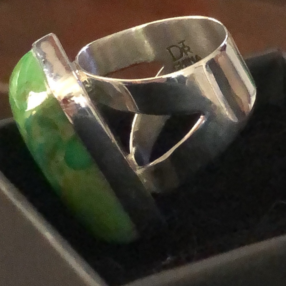 JAY KING DTR Green Turquoise Sterling Silver Cabochon Ring Sz 10 - Picture 12 of 16